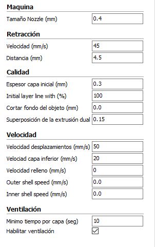 Configuración avanzada en Cura